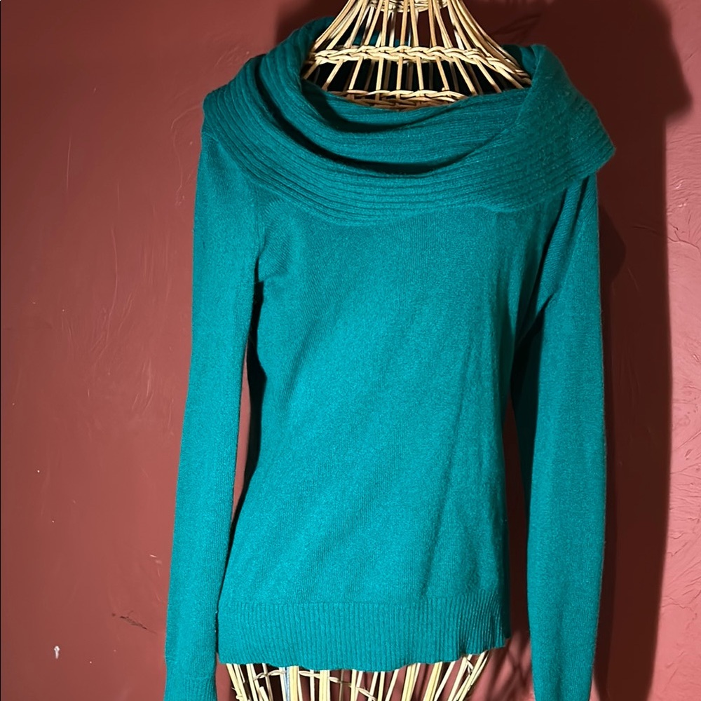 NWTS! ANTONIO MELANI Elegant Green/Teal Women's 100% cashmere cowl neck Sweater
